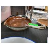 Rustic Ceramic Skillet with Handle, Brown Glaze Fi