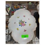 White Porcelain Serving Dish with Floral Pattern a