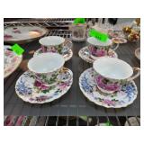 Four Aynsley Bone China Cups and Saucers, Cottage
