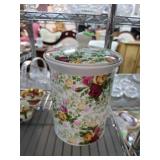 Floral Pattern Ceramic Canister with Lid