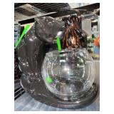 Haeger Black Panther Ceramic Planter with Glass Bo