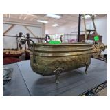 Bronze Footed Basin with Decorative Ceramic Handle