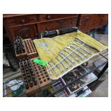 B.K Tools Wrenches, Drill Bits, and Wooden Organiz