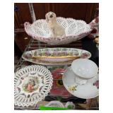 Porcelain and Ceramic Decorative Items: Bowl, Figu