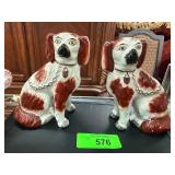 Staffordshire-Style Ceramic Spaniels with Chain Co