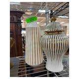White and Gold Ceramic Decorative Vessels