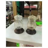 Cut Glass Shakers with Sterling Silver Bases