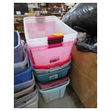 Stacking Plastic Storage Bins in Mixed Colors