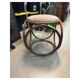 Bentwood Stool With Woven Seat and Circular Design