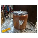Wood and Silver-Colored Biscuit Barrel with Cerami