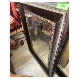 Wood-Framed Rectangular Wall Mirror with Ornate De