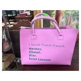 Pink LA TC Vegan Leather Tote With Fashion Brand T