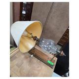 Table Lamp with Etched Glass and Wood Accents