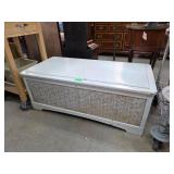 Painted Wooden Cedar Chest With Intricate Detailin