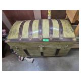 Wooden Dome-Top Trunk with Ornamental Metal Accent