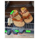 Yokono Brown Leather Sandals with Cork Insole, Siz