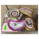 Decorative Plate and Framed Floral Art Grouping