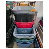 Plastic Storage Totes in Mixed Colors and Sizes