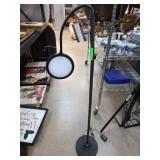 Black Adjustable Floor Lamp with LED Circular Ligh
