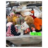 Ty Beanie Babies with Tags in Plastic Bin