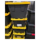 Stack of HDX Black and Yellow Plastic Storage Tote