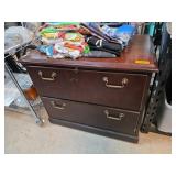 OFS Two-Drawer Wooden Filing Cabinet with Brass Ha
