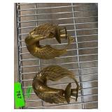 Brass Swan-Shaped Wall Candle Holders