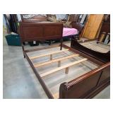 Queen Size Wooden Sleigh Bed Frame with Paneled He