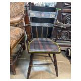 Hand-Painted Wooden Armchair with Spindle Back and