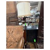 Wood and Metal Floor Lamp with Cream Fabric Shade