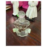 Glass Perfume Bottle with Metal Leaf Design and St