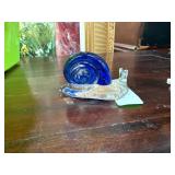 Hand-Blown Glass Snail Sculpture with Blue Shell