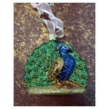 Colorful Glass Peacock Ornament by OWL