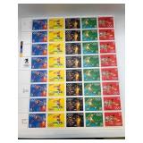 Sheet of Olympic-Themed Postage Stamps
