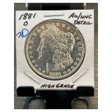 1881-O Morgan Silver Dollar AU/UNC Detail