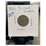 1866 Three-Cent Nickel Coin