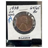 1938 Lincoln Wheat Cent in CH UNC Condition