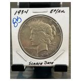 1934 Peace Dollar Scarce Date Coin