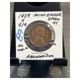 1929-S Lincoln Cent Mint Error EF45