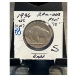 1936 Buffalo Nickel RPM-003 S/S Rare