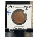 1907 Indian Head Cent MS63+ Designation