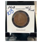 1908 Indian Head One Cent Coin