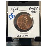 1948-D Lincoln Wheat Cent in CH UNC Condition