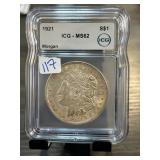 1921 Morgan Silver Dollar ICG MS62