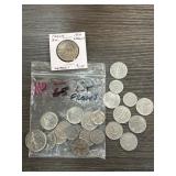 French Franc Coins Lot with 1971 5 Francs BU