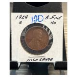 1929-S Lincoln Wheat Cent, Extra Fine 40