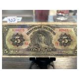 Mexican 5 Pesos Banco de Mexico Note LQ Series
