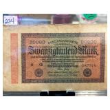 1923 German Reichsbanknote, 20000 Mark