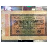 1923 German Reichsbanknote, 20000 Mark