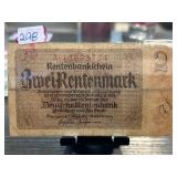 German 2 Rentenmark Banknote, 1920s